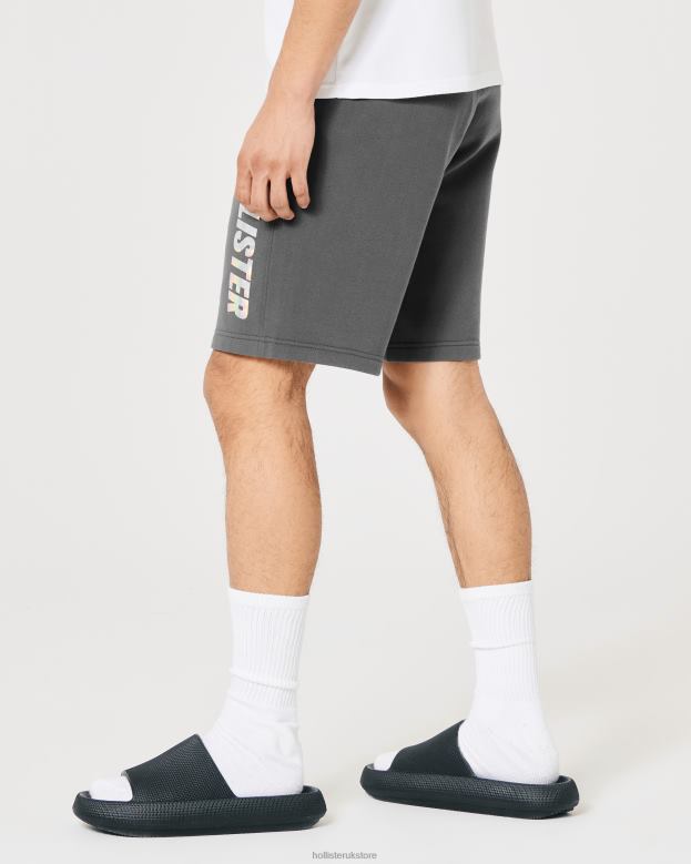 Bottoms Hollister Men Fleece Shine Logo Graphic Shorts 9\\ 488201219 Dark Grey
